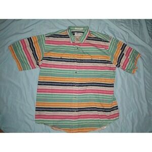 ORVIS Mens Striped Short Sleeve Button Down‎ Shirt Size L Cotton Casual Beach
